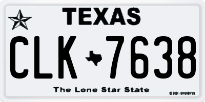 TX license plate CLK7638