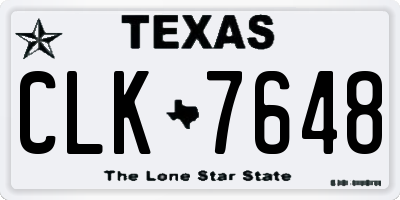 TX license plate CLK7648