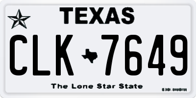 TX license plate CLK7649