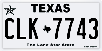 TX license plate CLK7743
