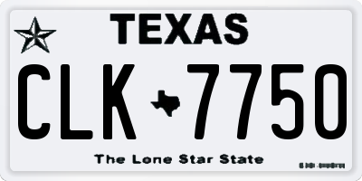TX license plate CLK7750