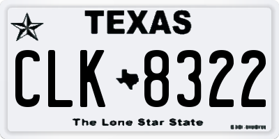 TX license plate CLK8322