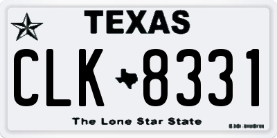 TX license plate CLK8331