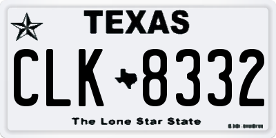 TX license plate CLK8332