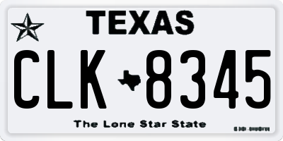 TX license plate CLK8345