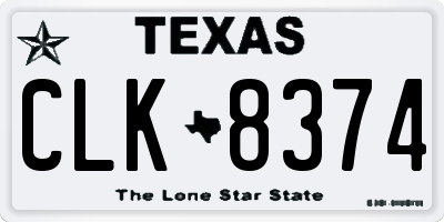 TX license plate CLK8374