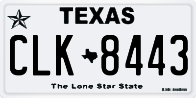 TX license plate CLK8443