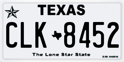 TX license plate CLK8452