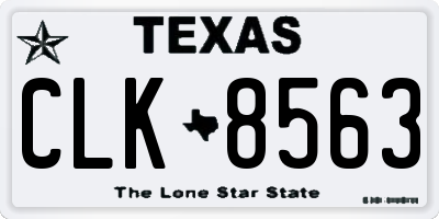 TX license plate CLK8563