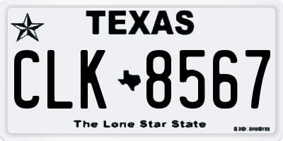 TX license plate CLK8567