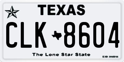 TX license plate CLK8604