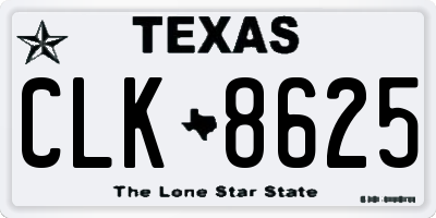 TX license plate CLK8625