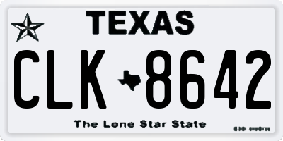 TX license plate CLK8642