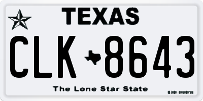 TX license plate CLK8643