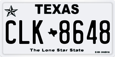 TX license plate CLK8648