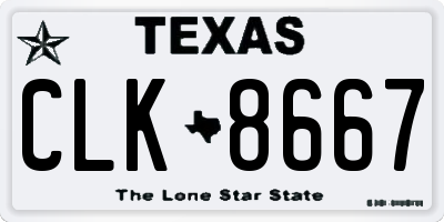 TX license plate CLK8667