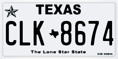 TX license plate CLK8674