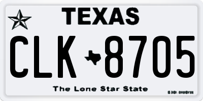 TX license plate CLK8705