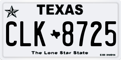 TX license plate CLK8725