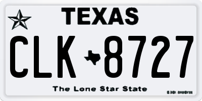 TX license plate CLK8727