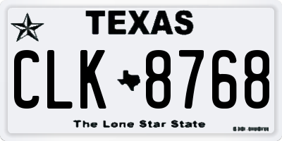 TX license plate CLK8768