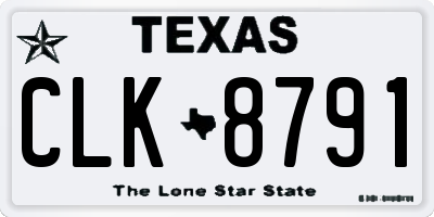 TX license plate CLK8791