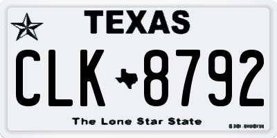 TX license plate CLK8792