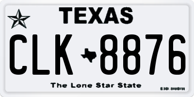 TX license plate CLK8876