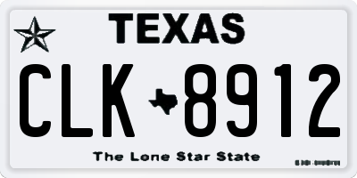 TX license plate CLK8912