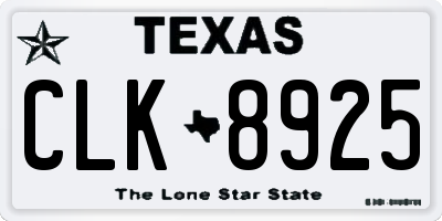 TX license plate CLK8925