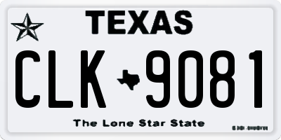 TX license plate CLK9081