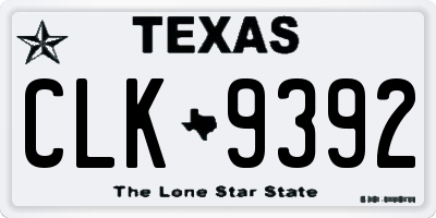 TX license plate CLK9392