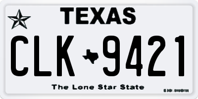 TX license plate CLK9421