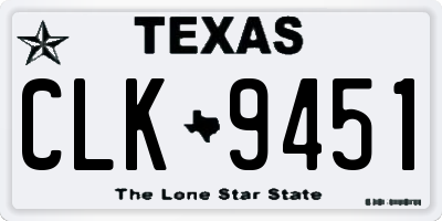 TX license plate CLK9451