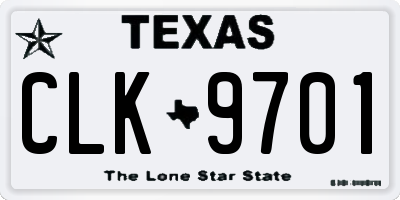 TX license plate CLK9701
