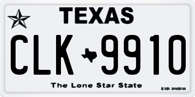 TX license plate CLK9910