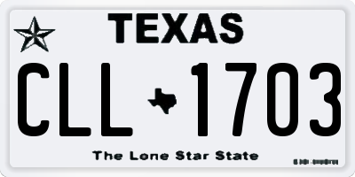 TX license plate CLL1703
