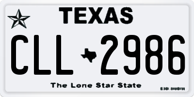 TX license plate CLL2986