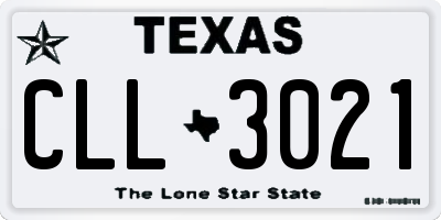 TX license plate CLL3021