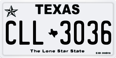 TX license plate CLL3036