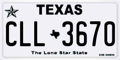 TX license plate CLL3670