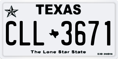 TX license plate CLL3671