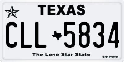 TX license plate CLL5834