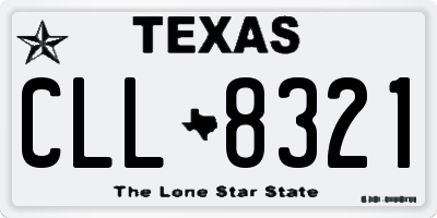 TX license plate CLL8321