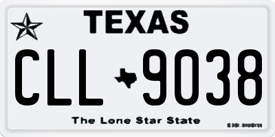 TX license plate CLL9038