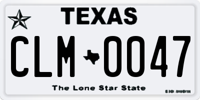 TX license plate CLM0047
