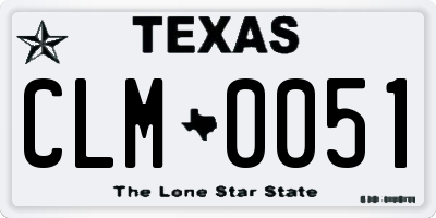 TX license plate CLM0051
