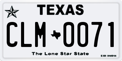 TX license plate CLM0071