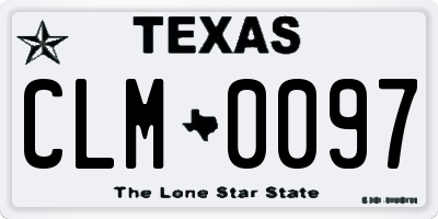 TX license plate CLM0097