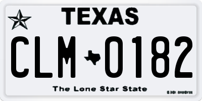 TX license plate CLM0182